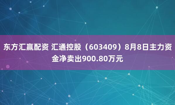 东方汇赢配资 汇通控股（603409）8月8日主力资金净卖出900.80万元